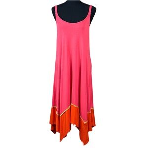 Torrid Super Soft Pink Orange Hanky Hem Jersey Midi Sundress Dress Size L